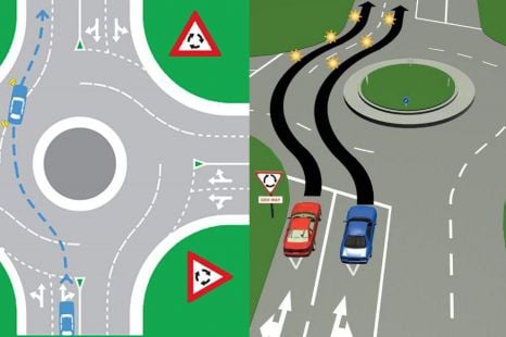 Is it legal to change lanes in a roundabout?